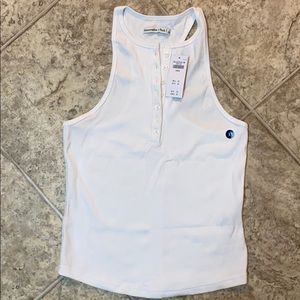 A&F white slim ribbed Henley Tank with buttons!